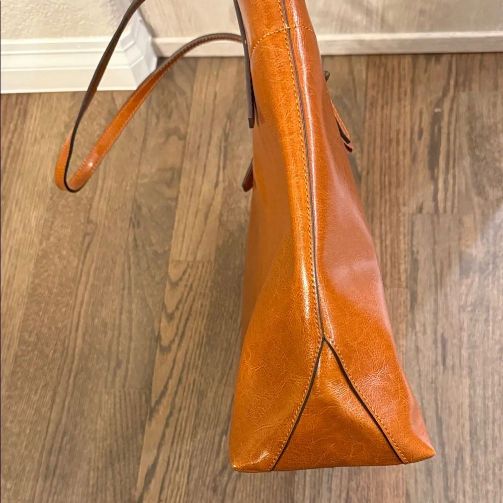 Kattee Cognac Brown Leather Tote Bag - Picture 3 of 14